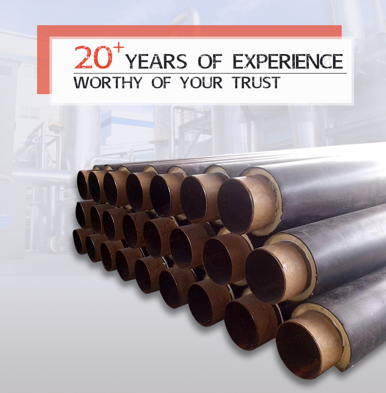 Underground direct buried pre insulated polyurethane thermal insulation steel pipe for hot water